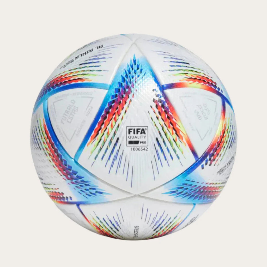 Colorful soccer ball with FIFA Quality Pro label on a white background