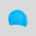 Blue swim cap on a gray background