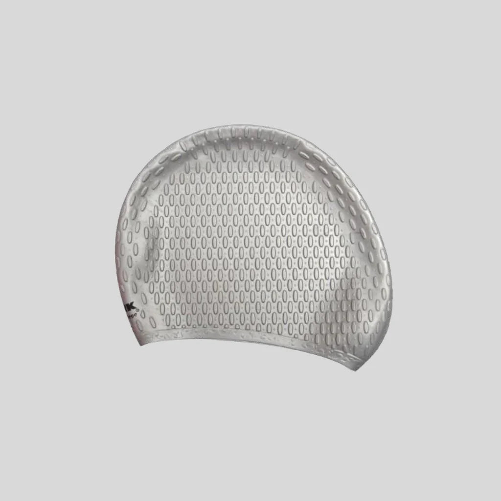 Textured silver cap on a light gray background