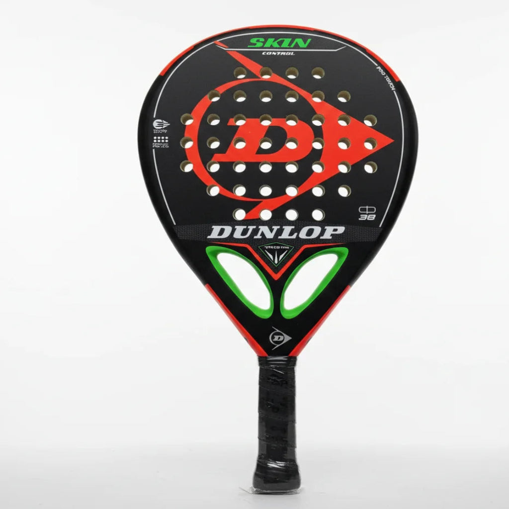 Dunlop paddle with red and green design on a white background
