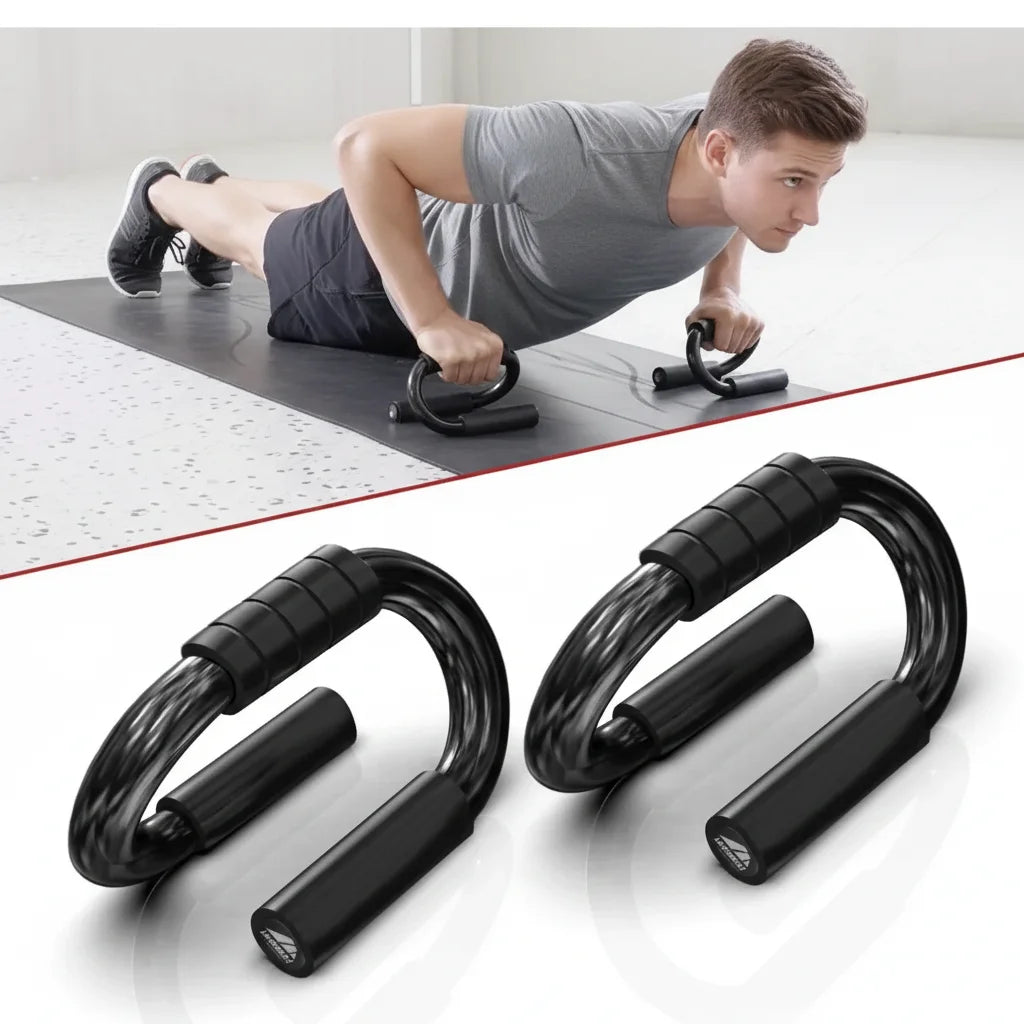 Person using exercise rings on a mat with close-up of the rings below.